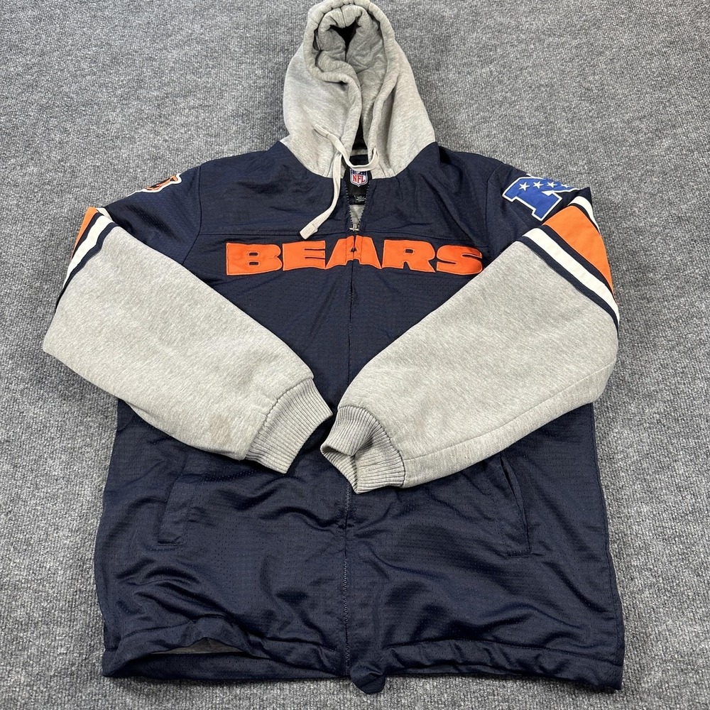 Chicago Bears Jacket Mens Medium Blue Gray NFL Football NFL Hooded Full Zip